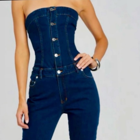 SER.O.YA's Strapless Denim Jumpsuit. Size Small. NWT - Picture 8 of 9